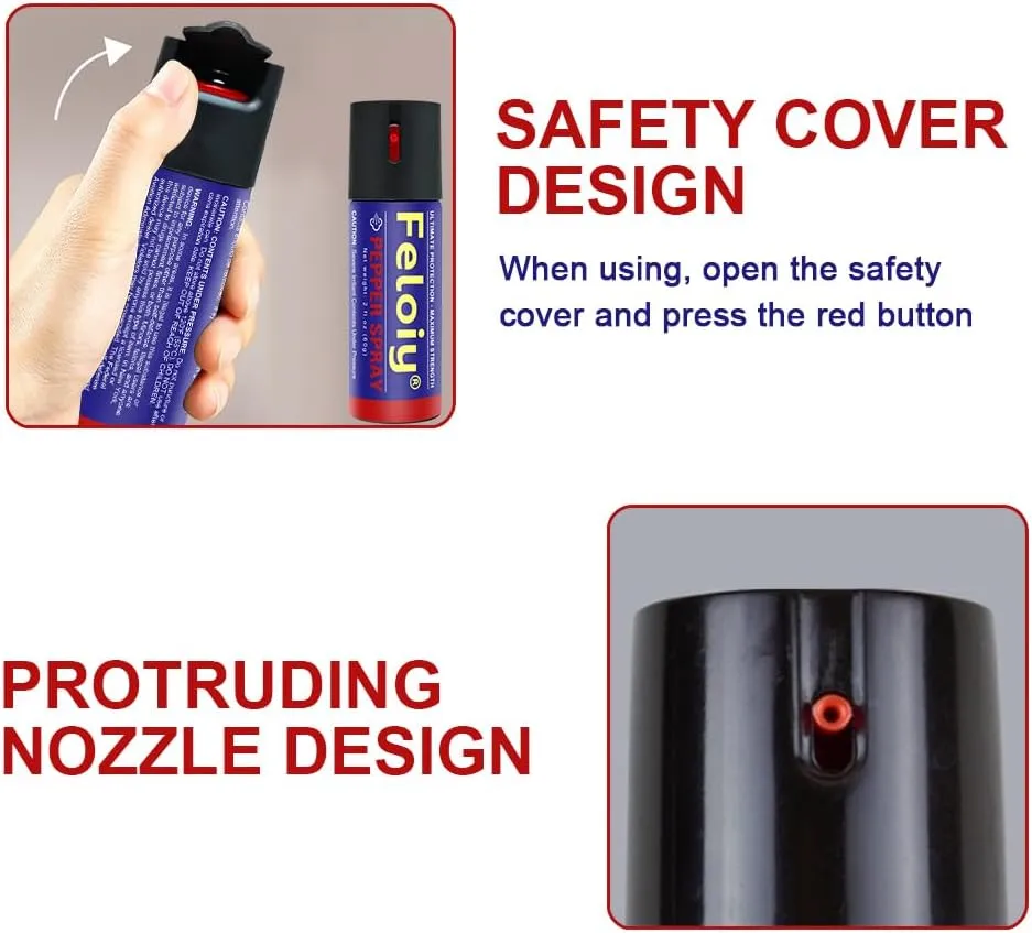(1-4pcs) 60ml Pepper Spray - with Safety Cap - protruding Nozzle Design - Pocket Pepper Spray - 16ft Range