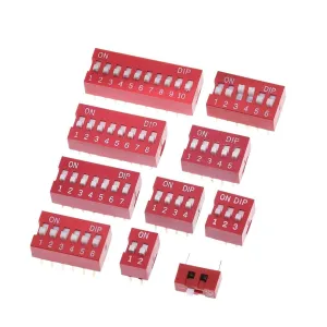 10PCS Slide Type Switch Module 1 2 3 4 5 6 7 8 9 10 12 Bit 2.54mm Position Way Dip Red Pitch Toggle Snap New 2025 for Arrival High Reliable Electronic Component, Precision, Stable Performance