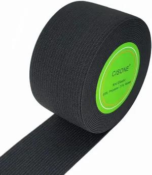 1.5 Inch Wide Black Knit Elastic Spool (1.5 Inch x 10 Yard, Black)