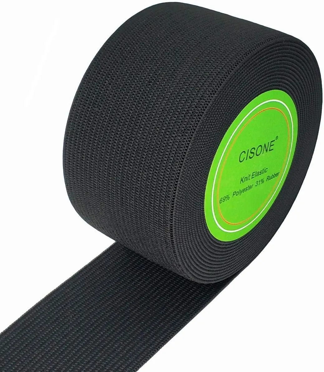 1.5 Inch Wide Black Knit Elastic Spool (1.5 Inch x 10 Yard, Black)
