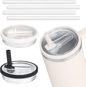 2 Pack 40 oz Tumbler Flip Straw Leak Proof Lid Replacement Fit for Stanley Quencher,40 oz Tumbler Lid Replacement for Stanley Cup,No Spill Proof Straw Cover for Stanley Accessories