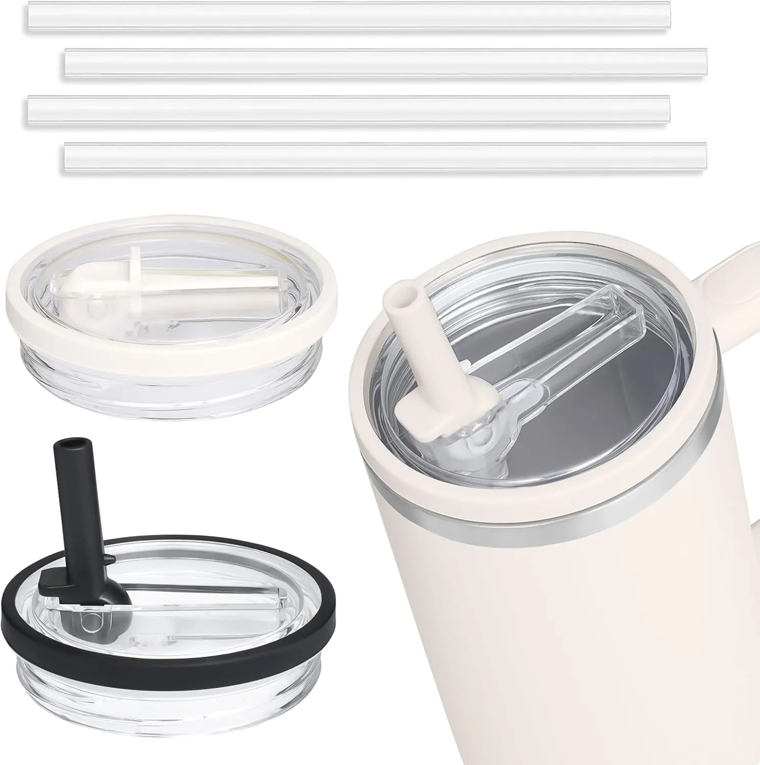 2 Pack 40 oz Tumbler Flip Straw Leak Proof Lid Replacement Fit for Stanley Quencher,40 oz Tumbler Lid Replacement for Stanley Cup,No Spill Proof Straw Cover for Stanley Accessories
