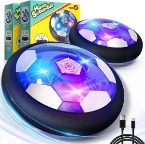 2 Pack Hover Soccer Ball, Soccer Gifts for 4 5 6 7 8  Year Old Boys Girls, Rechargeable Air Floating Soccer with LED Light and Upgraded Foam Bumper, Indoor Birthday Gifts for Kids Age 3-12