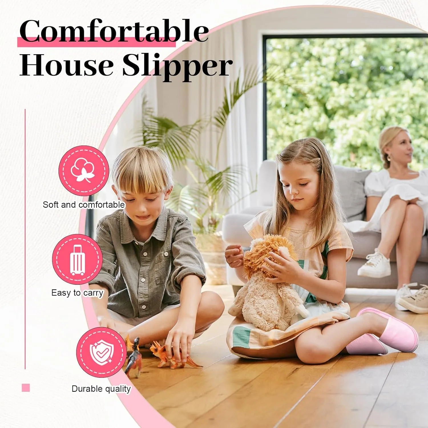 24 Pairs Kids Disposable Slippers Non Slip Closed Kids Spa Slippers Comfortable Home Slippers Disposable Spa Indoor Outdoor Slipper for 4-12 Years Old Boys Girls Party Hotel Travel(Pink,M)