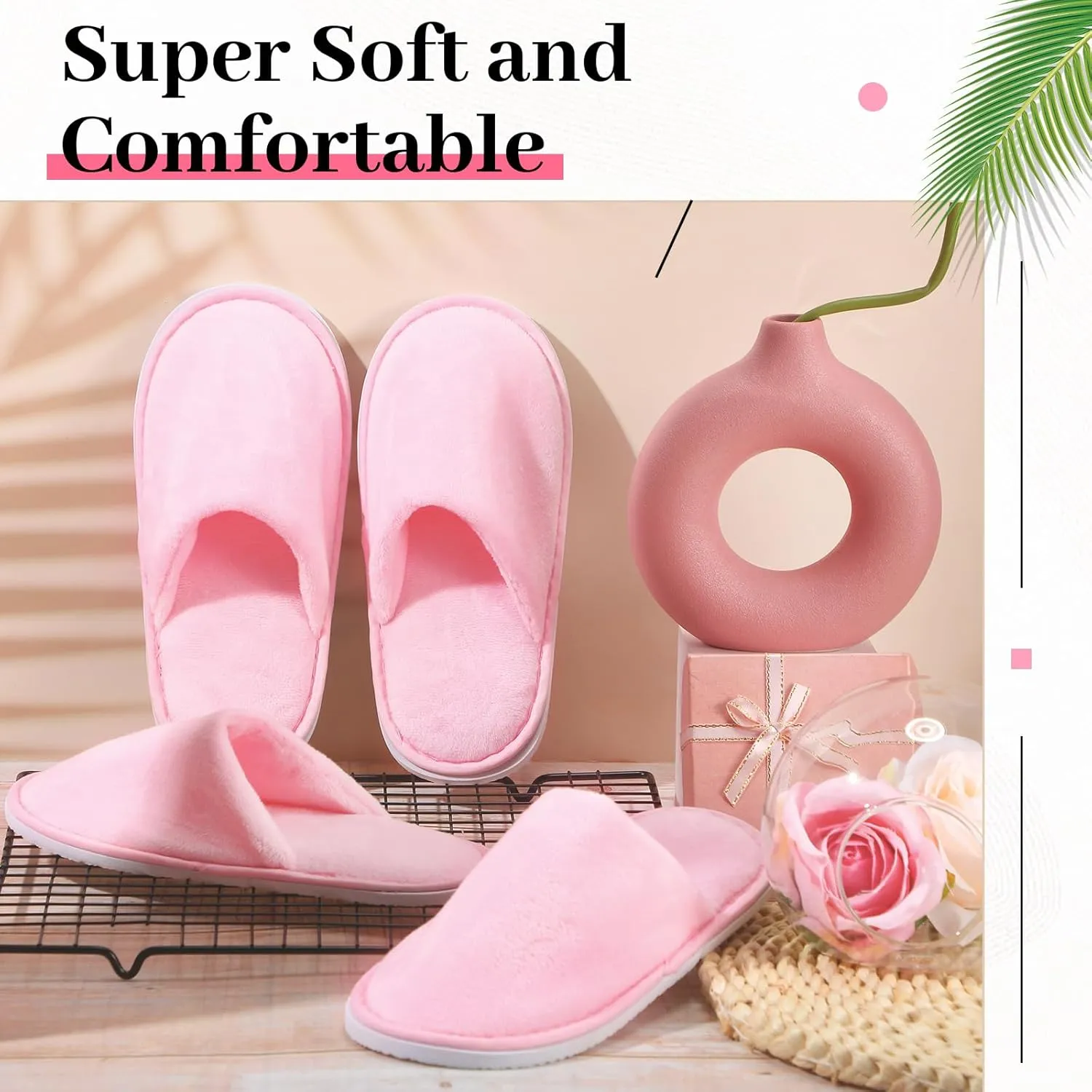 24 Pairs Kids Disposable Slippers Non Slip Closed Kids Spa Slippers Comfortable Home Slippers Disposable Spa Indoor Outdoor Slipper for 4-12 Years Old Boys Girls Party Hotel Travel(Pink,M)