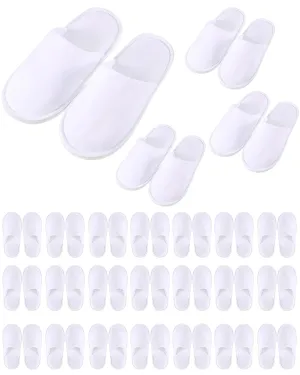 24 Pairs Kids Disposable Slippers Non Slip Closed Kids Spa Slippers Comfortable Home Slippers Disposable Spa Indoor Outdoor Slipper for 4-12 Years Old Boys Girls Party Hotel Travel(White,M)