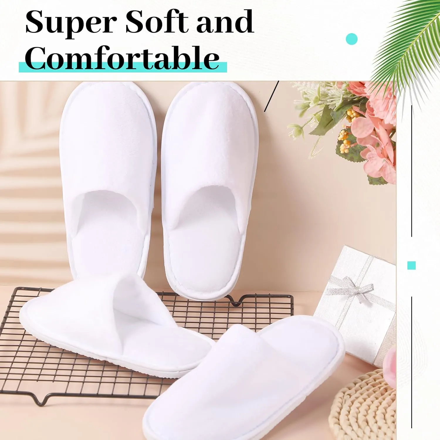 24 Pairs Kids Disposable Slippers Non Slip Closed Kids Spa Slippers Comfortable Home Slippers Disposable Spa Indoor Outdoor Slipper for 4-12 Years Old Boys Girls Party Hotel Travel(White,M)