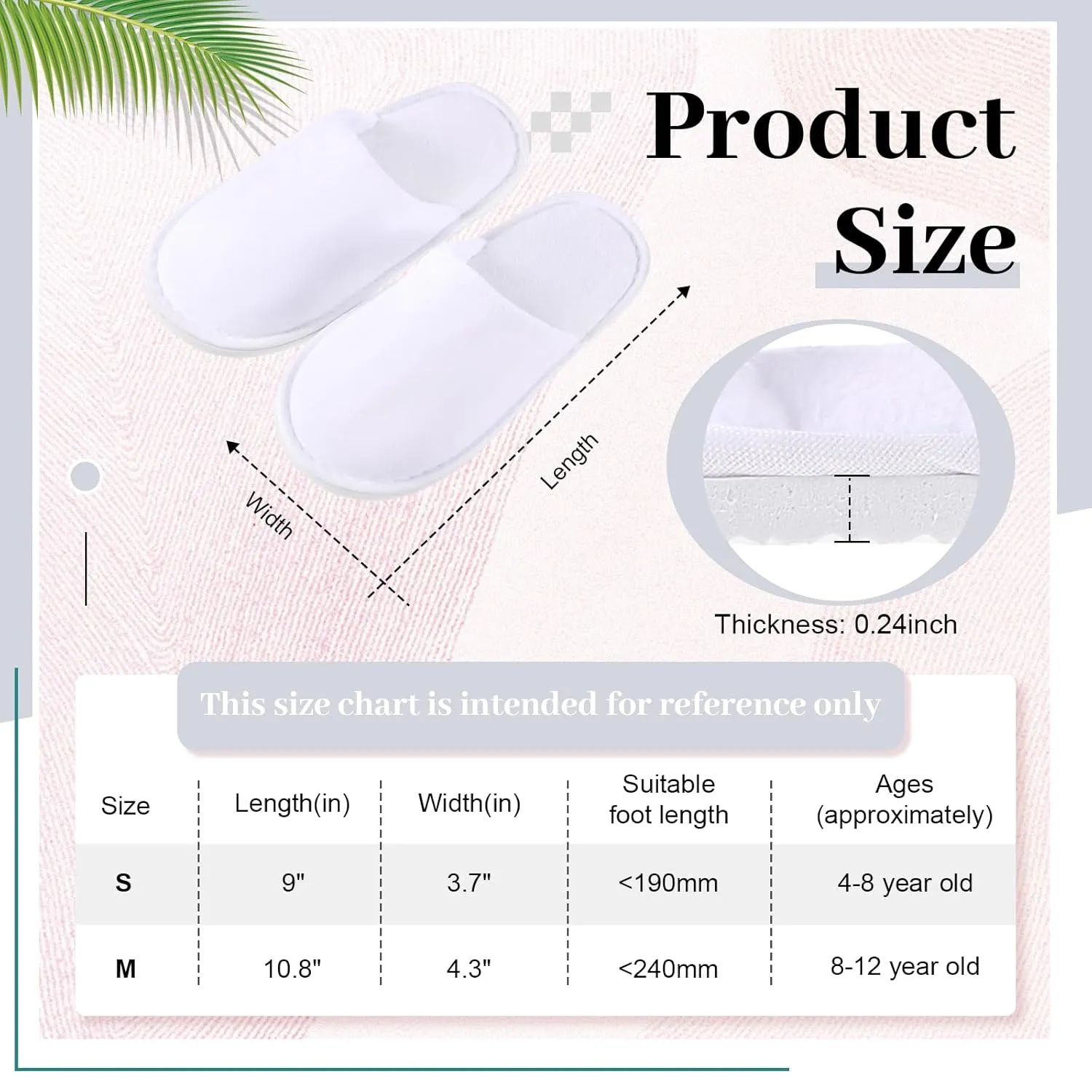 24 Pairs Kids Disposable Slippers Non Slip Closed Kids Spa Slippers Comfortable Home Slippers Disposable Spa Indoor Outdoor Slipper for 4-12 Years Old Boys Girls Party Hotel Travel(White,M)