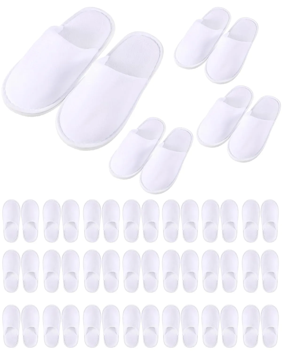 24 Pairs Kids Disposable Slippers Non Slip Closed Kids Spa Slippers Comfortable Home Slippers Disposable Spa Indoor Outdoor Slipper for 4-12 Years Old Boys Girls Party Hotel Travel(White,M)