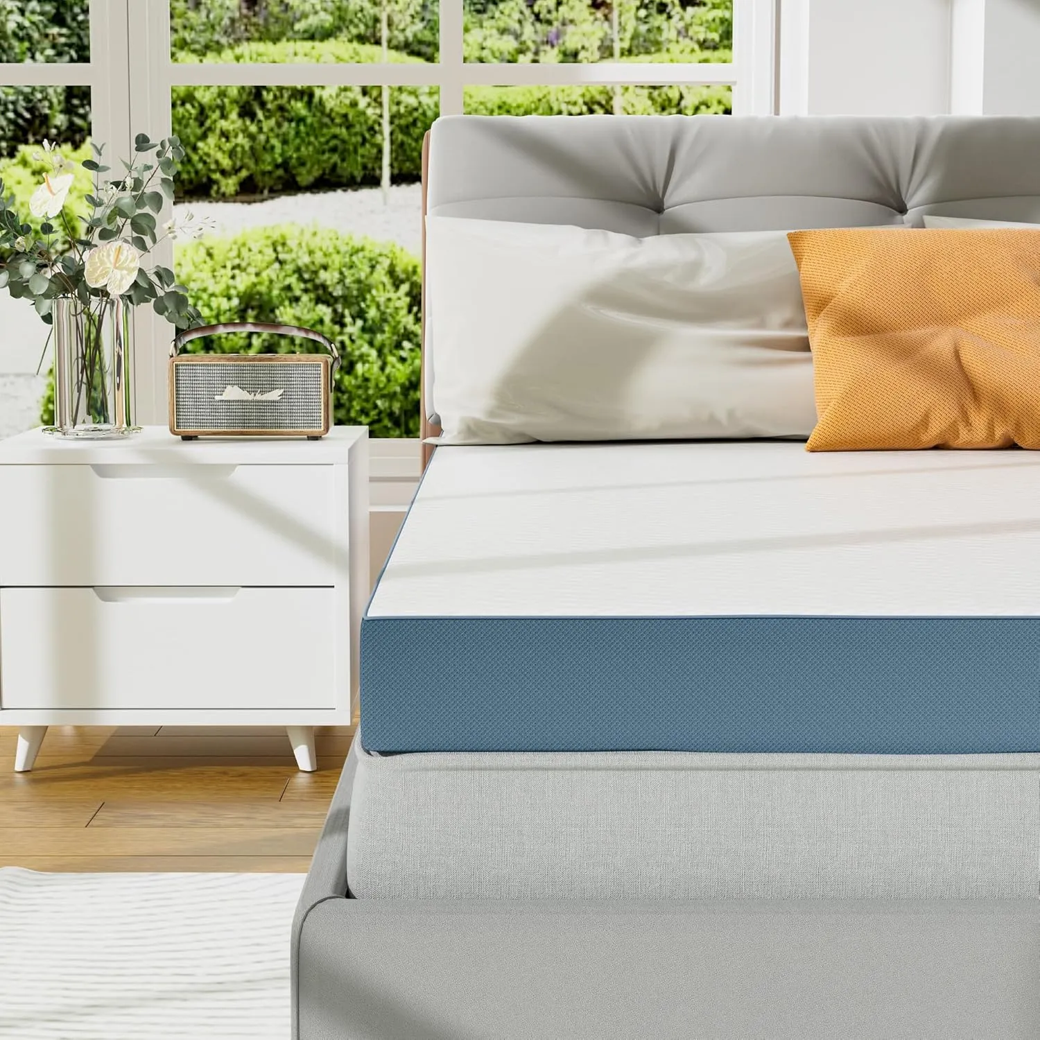 4 Inch Firm Mattress Topper Queen Size, Memory Foam Mattress Topper Extra Support, High-Density Memory Foam Bed Topper for Pain Relief, with Removable Soft Cover, CertiPUR-US Certified