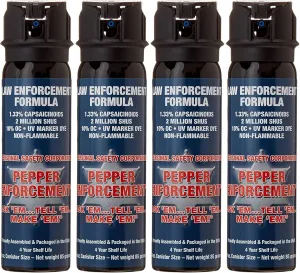 4-Pack PE1110PF-FT Foam Pepper Spray - 10% OC Maximum Strength Formula - Emergency Self Defense Personal Protection