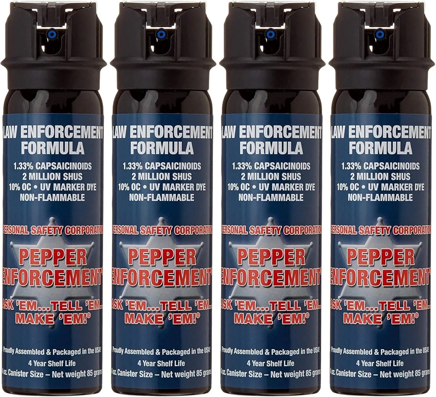 4-Pack PE1110PF-FT Foam Pepper Spray - 10% OC Maximum Strength Formula - Emergency Self Defense Personal Protection