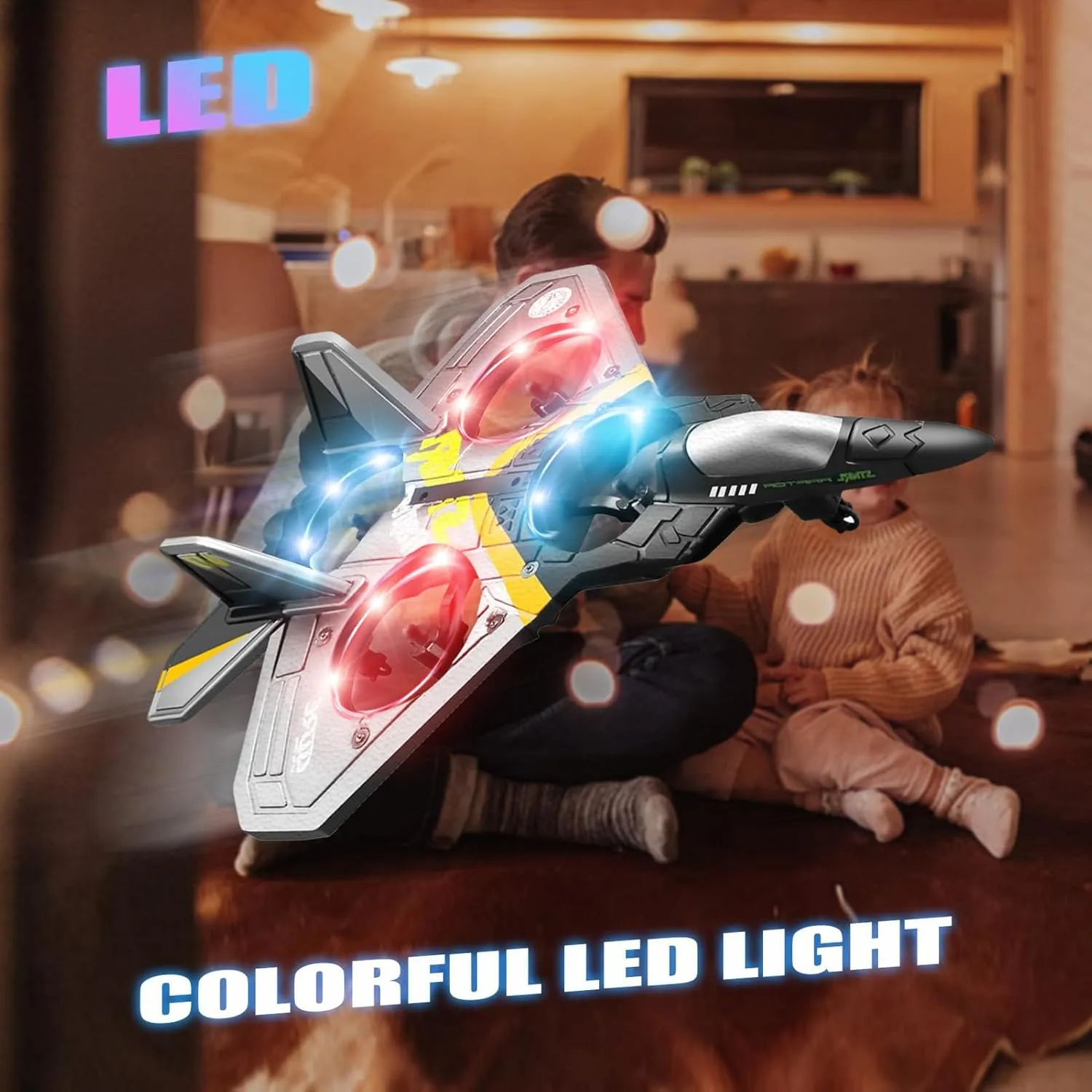 4DRC V17 Foam Remote Control Airplanes Rc Planes for Kids Adults 4-7 8-16, Remote Control Planes Fighter Jet with Light, 360° Flip Fighter Jet Toy, Gravity Sensing, Stunt Roll, Gifts for Kids Boys