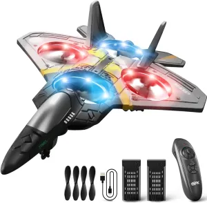 4DRC V17 Foam Remote Control Airplanes Rc Planes for Kids Adults 4-7 8-16, Remote Control Planes Fighter Jet with Light, 360° Flip Fighter Jet Toy, Gravity Sensing, Stunt Roll, Gifts for Kids Boys