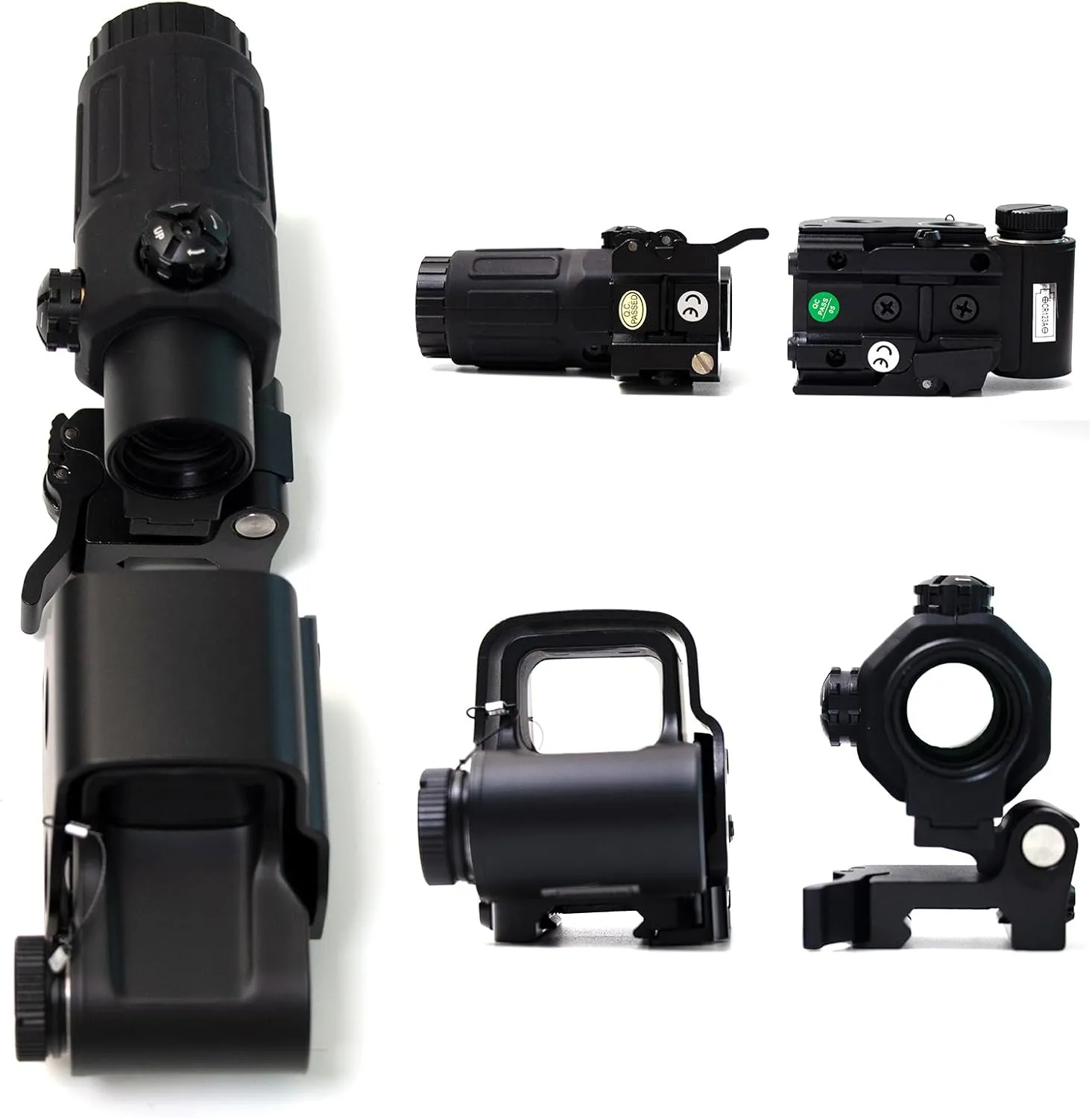 558 G33/558 G43/558 G45 Red & Green Dot Holographic Reflex Sight Scope with G33 G43 3X /G45 5X Magnifier Combo Built-in Flip QD Mount