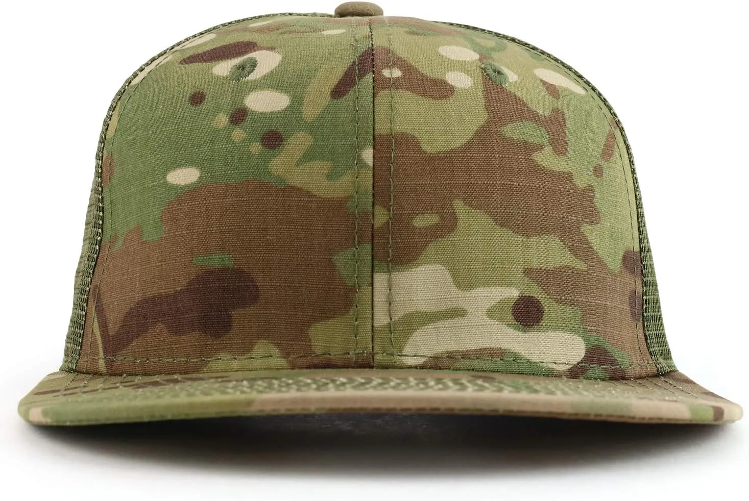 6 Panel Flatbill Ripstop Authentic Multicam Mesh Back Snapback Cap
