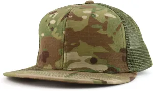 6 Panel Flatbill Ripstop Authentic Multicam Mesh Back Snapback Cap
