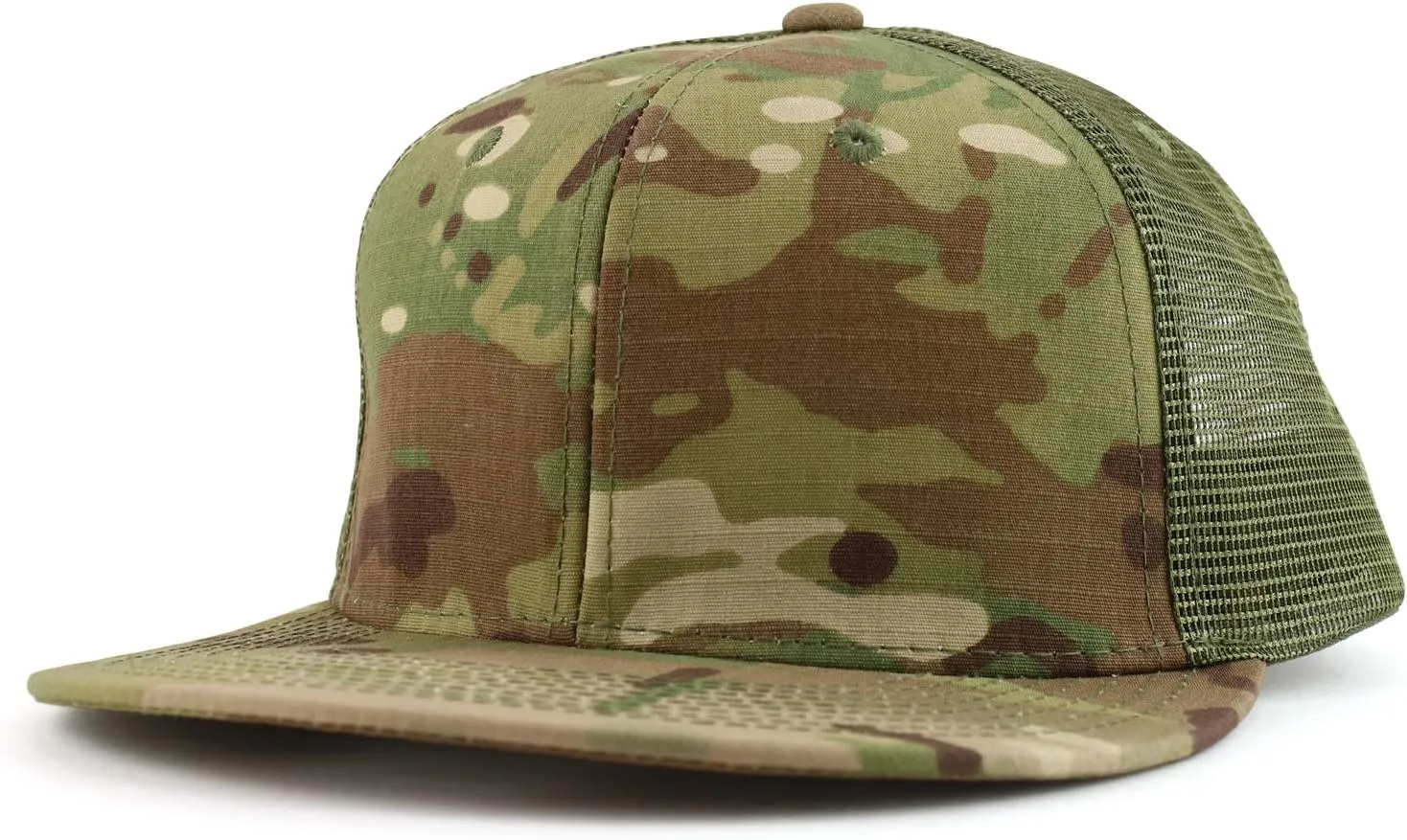 6 Panel Flatbill Ripstop Authentic Multicam Mesh Back Snapback Cap