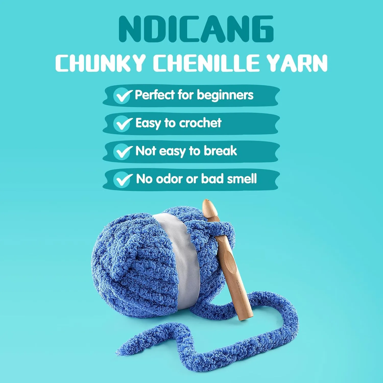 8 Pack Chunky Chenille Blanket Yarn for Hand Knitting and Crocheting - Jumbo Fluffy Super Bulky Yarn 28.4 Yds 7.7 Oz Each Skein (Blue Gray)
