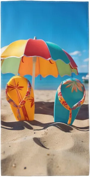 Absorbent Hand Towels 12"X24" Decorative Bathroom Towel Soft Microfiber Face Towel Colorful Flip Flops Beach Ball Dish Kitchen Towels for Bathroom Kitchen Hotel Spa Bath Towels