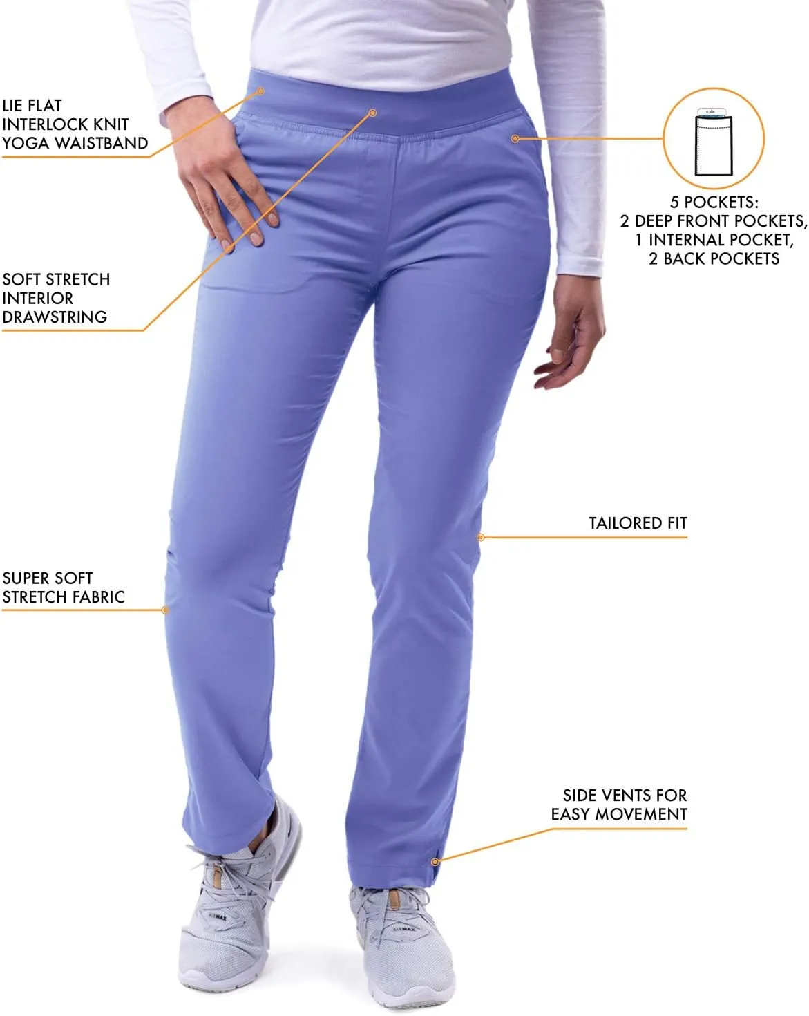 Adar Pro Core Classic Scrub Set for Women - Tailored V-Neck Scrub Top & Tailored Yoga Scrub Pants