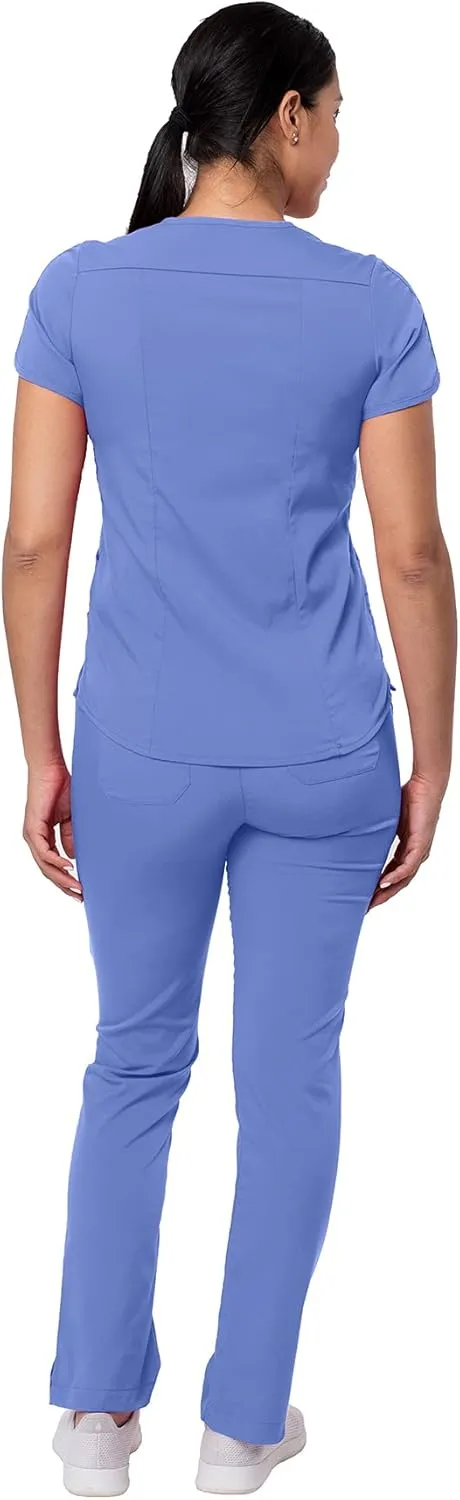 Adar Pro Core Classic Scrub Set for Women - Tailored V-Neck Scrub Top & Tailored Yoga Scrub Pants