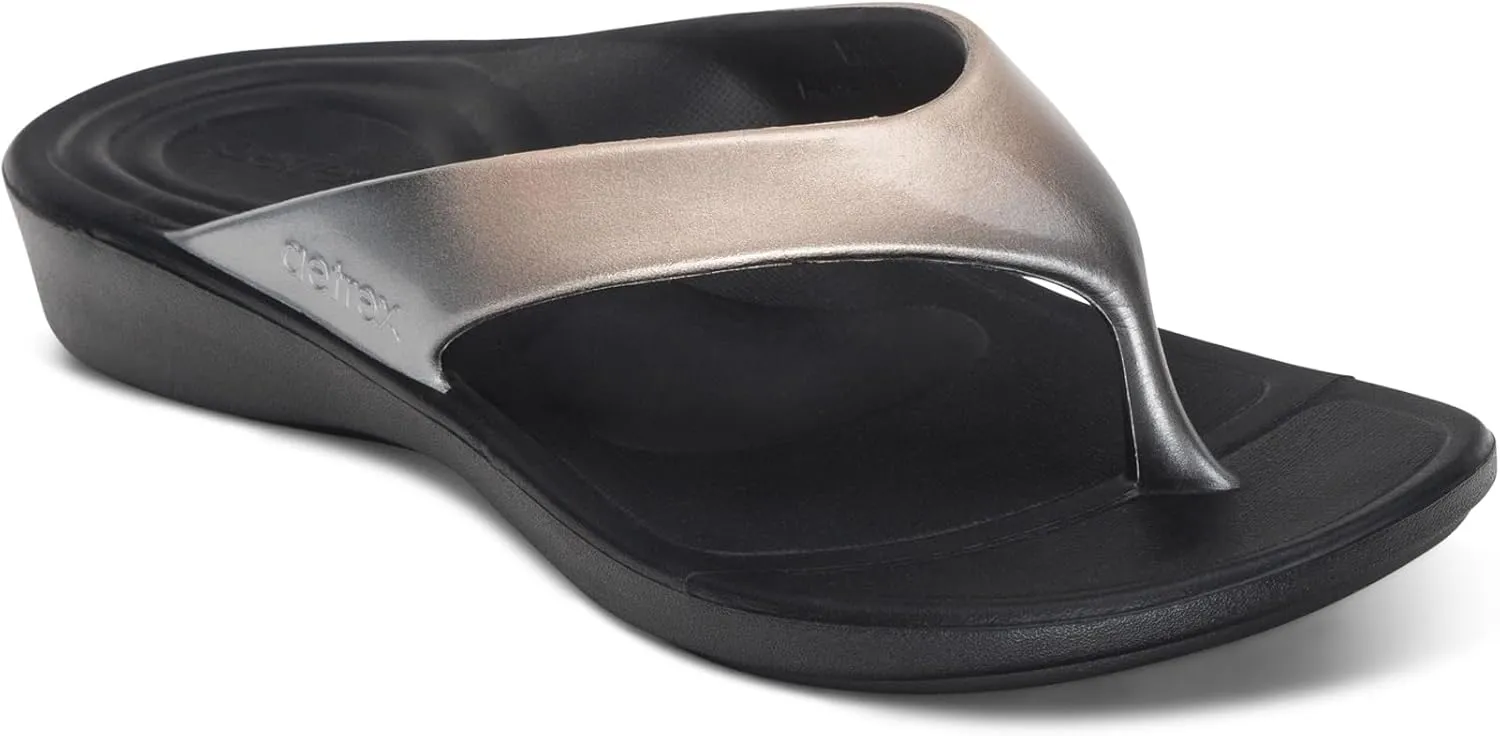 Aetrex Maui Orthopedic Flip Flops for Women Arch Support - Pressure Relief Water-friendly Shock Absorption Super Soft UltraSky EVA Foam Flip Flops