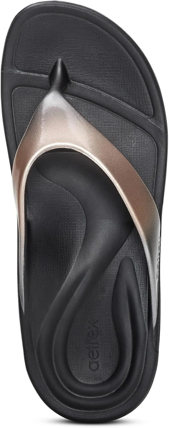 Aetrex Maui Orthopedic Flip Flops for Women Arch Support - Pressure Relief Water-friendly Shock Absorption Super Soft UltraSky EVA Foam Flip Flops
