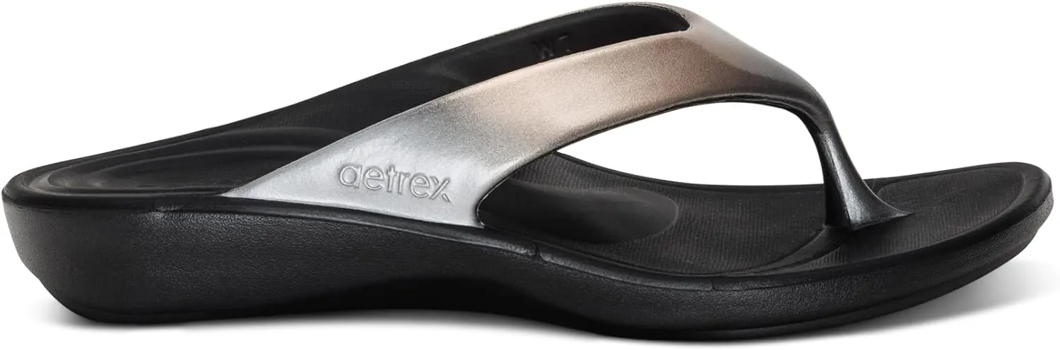 Aetrex Maui Orthopedic Flip Flops for Women Arch Support - Pressure Relief Water-friendly Shock Absorption Super Soft UltraSky EVA Foam Flip Flops