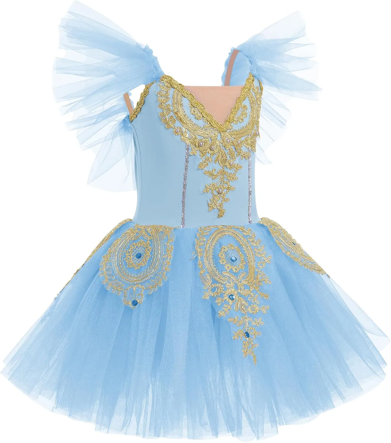 AFAVOM Ballet Leotards for Girls Ballerina Performance Swan Lake Costumes Embroidery Tulle Camisole Skirted Leotard Dancewear