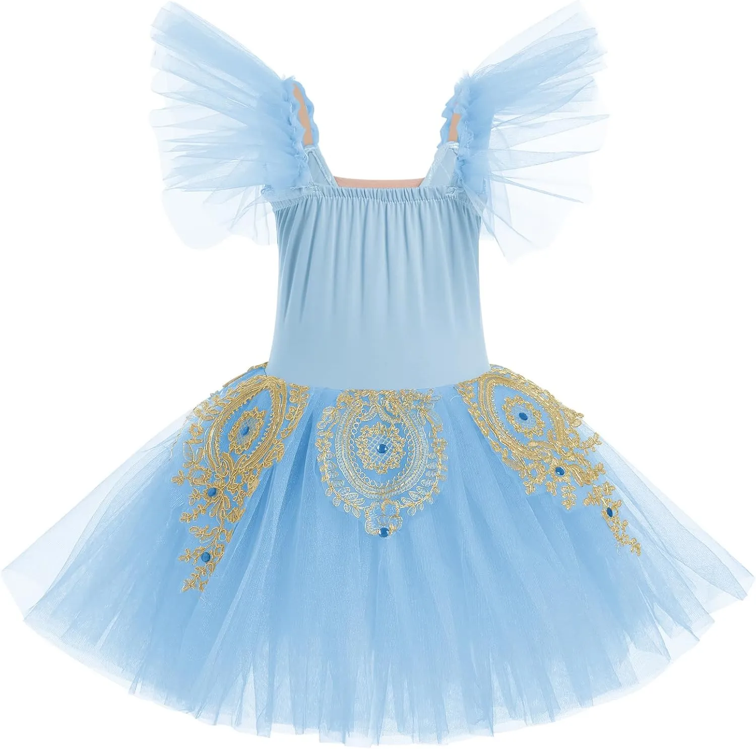 AFAVOM Ballet Leotards for Girls Ballerina Performance Swan Lake Costumes Embroidery Tulle Camisole Skirted Leotard Dancewear