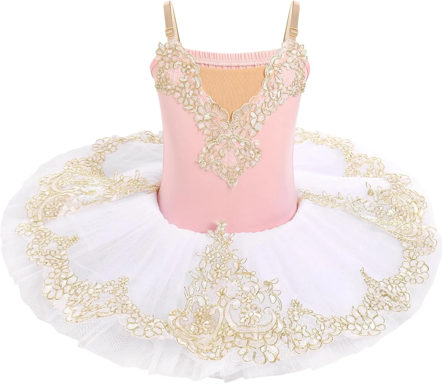 AFAVOM Girls Camisole Skirted Leotard Swan Lake Ballet Dance Outfit Embroidery Tutu Ballerina Princess Dress for Performance
