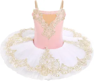 AFAVOM Girls Camisole Skirted Leotard Swan Lake Ballet Dance Outfit Embroidery Tutu Ballerina Princess Dress for Performance