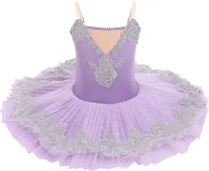 AFAVOM Girls Camisole Skirted Leotard Swan Lake Ballet Dance Outfit Embroidery Tutu Ballerina Princess Dress for Performance