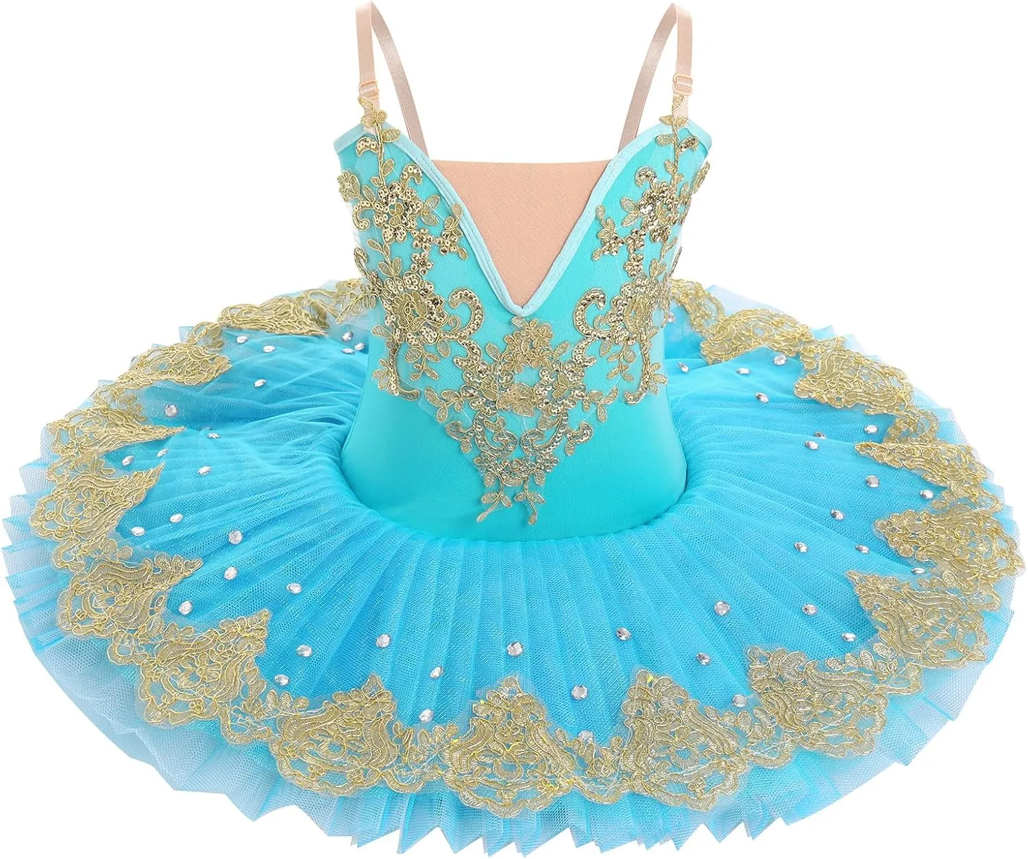 AFAVOM Swan Lake Ballerina Costume for Girls Camisole Skirted Leotard Sequin Ballet Dance Platter Tutu Dress for Performance
