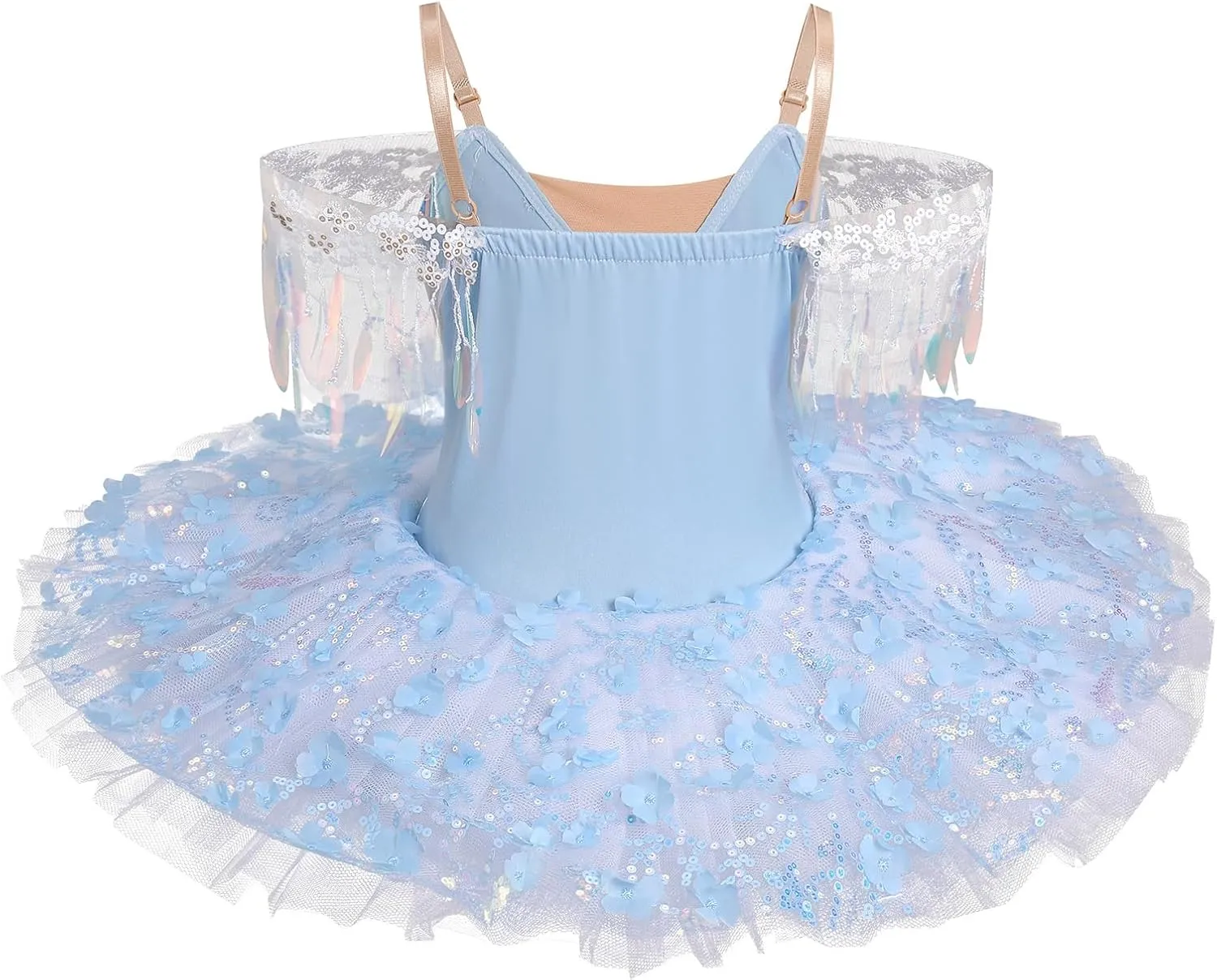 AFAVOM Swan Lake Ballerina Costume for Girls Camisole Skirted Leotard Sequin Ballet Dance Platter Tutu Dress for Performance