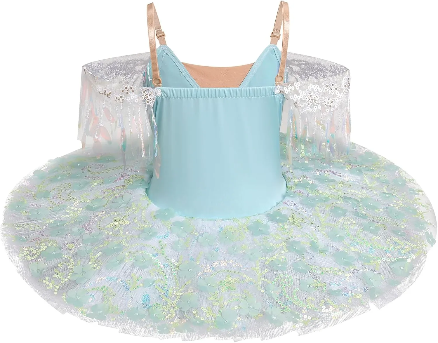 AFAVOM Swan Lake Ballerina Costume for Girls Camisole Skirted Leotard Sequin Ballet Dance Platter Tutu Dress for Performance