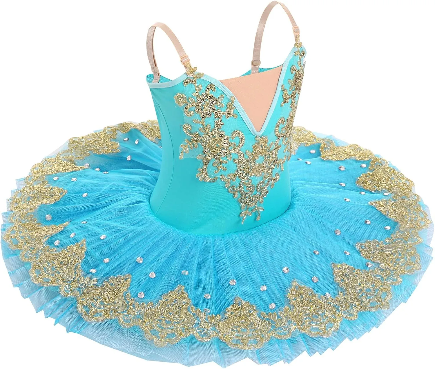 AFAVOM Swan Lake Ballerina Costume for Girls Camisole Skirted Leotard Sequin Ballet Dance Platter Tutu Dress for Performance