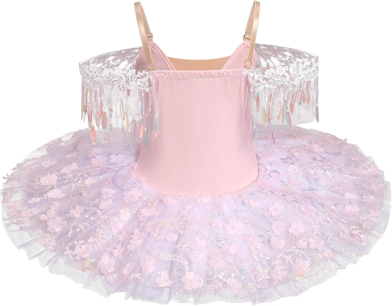 AFAVOM Swan Lake Ballerina Costume for Girls Camisole Skirted Leotard Sequin Ballet Dance Platter Tutu Dress for Performance