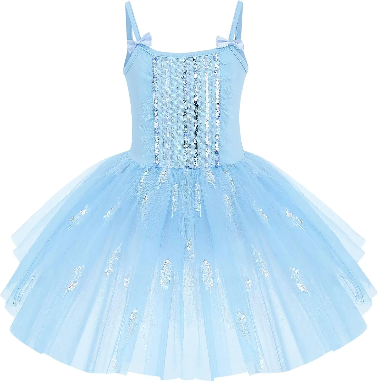 AFAVOM Toddler Kid Girls Sequins Fringes Camisole Ballet Dance Dress Glitter Feather Tutu Skirted Leotard Ballerina Dancewear