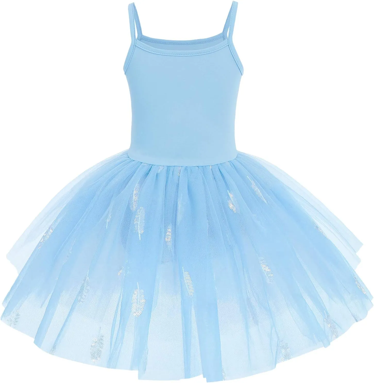 AFAVOM Toddler Kid Girls Sequins Fringes Camisole Ballet Dance Dress Glitter Feather Tutu Skirted Leotard Ballerina Dancewear