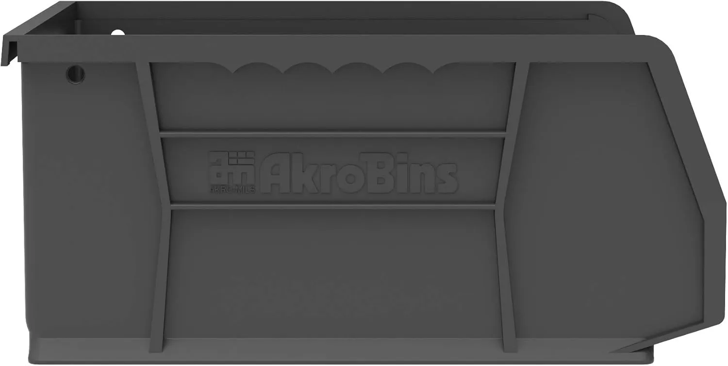 Akro-Mils 30235 AkroBins Plastic Storage Bins, Space-Saving Stackable Bins for Garage, Pantry, Craft Organization, 11-Inch x 11-Inch x 5-Inch, Black, 6-Pack