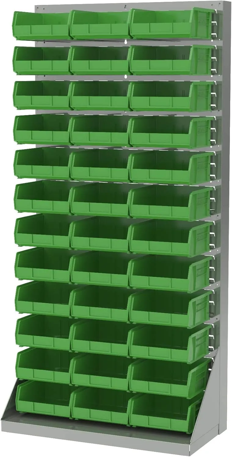 Akro-Mils 30235 AkroBins Plastic Storage Bins, Space-Saving Stackable Bins for Garage, Pantry, Craft Organization, 11-Inch x 11-Inch x 5-Inch, Black, 6-Pack