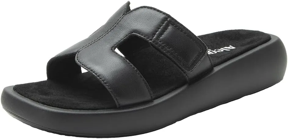 Alegria Women Portia Leather Square Toe Sandal Slide