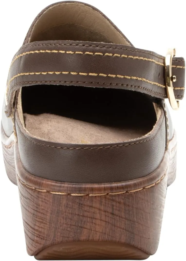 Alegria Women's Olie Slingback Clog Leather Slide