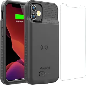 Alpatronix Battery Case for iPhone 12 Mini (5.4 inch), Slim Portable Protective Extended Charger Cover with Wireless Charging, Lightning Input, CarPlay - BX12mini - Matte Black