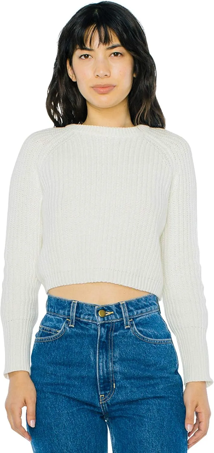 American Apparel Women's Cropped Fisherman Long Sleeve Pullover