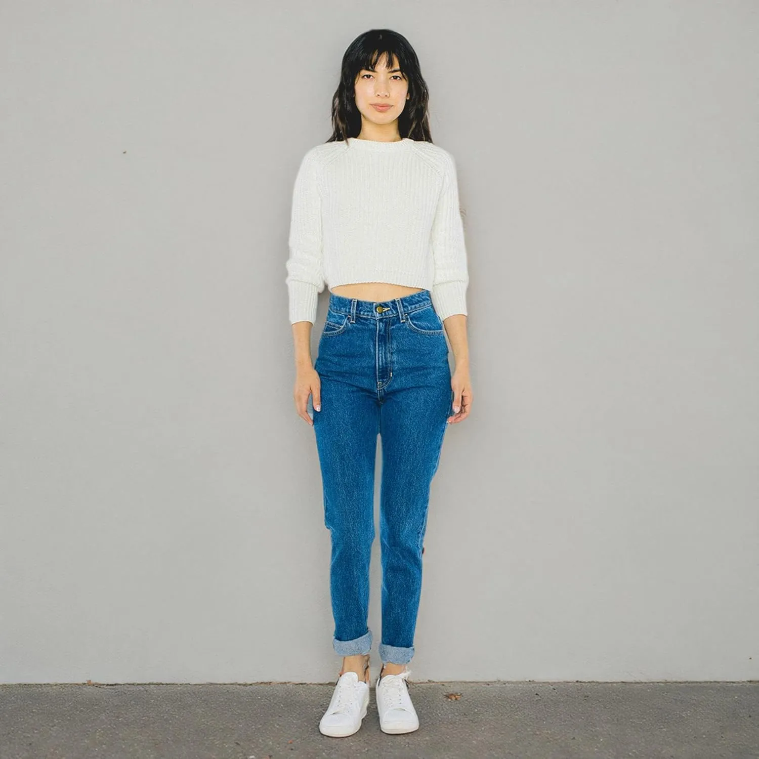 American Apparel Women's Cropped Fisherman Long Sleeve Pullover