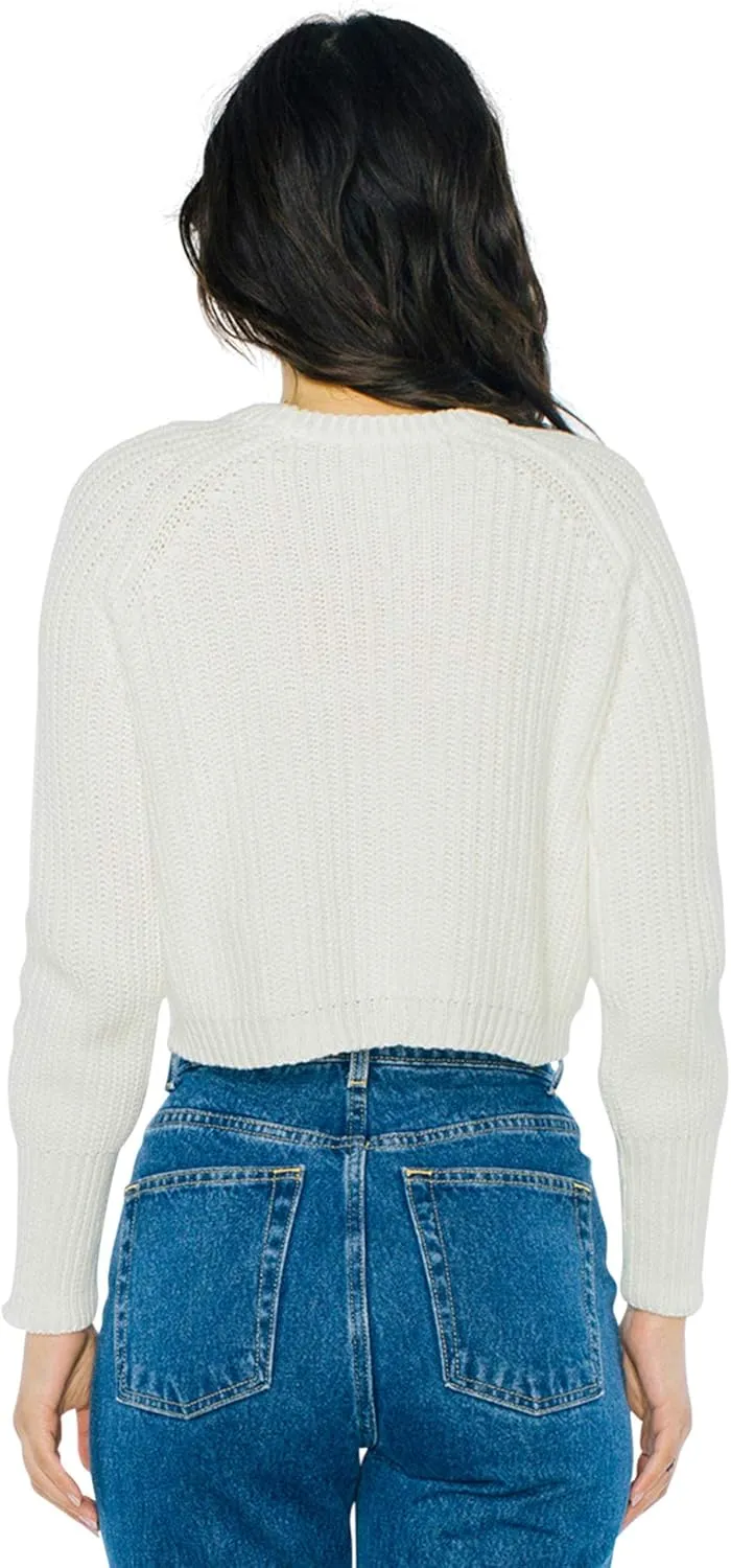 American Apparel Women's Cropped Fisherman Long Sleeve Pullover