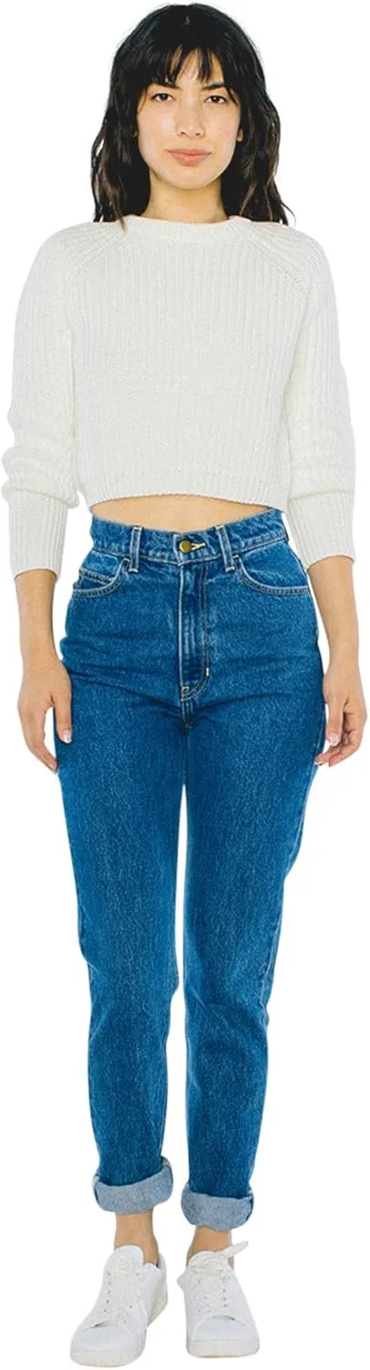 American Apparel Women's Cropped Fisherman Long Sleeve Pullover